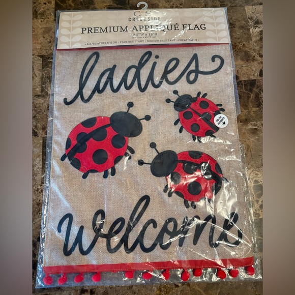 Charming NWT Creekside Ladybug Welcome Flag. Premium Applique. All weather. - Picture 3 of 3